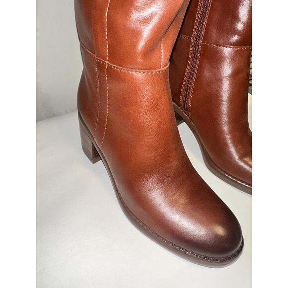 Naturalizer Womens Size 6 Classic Brown Leather Knee-High Boots with Block Heel - Picture 3 of 9